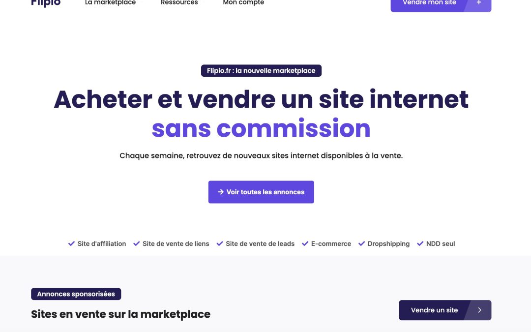 Flipio.fr : la marketplace idéale pour acheter ou vendre un site internet