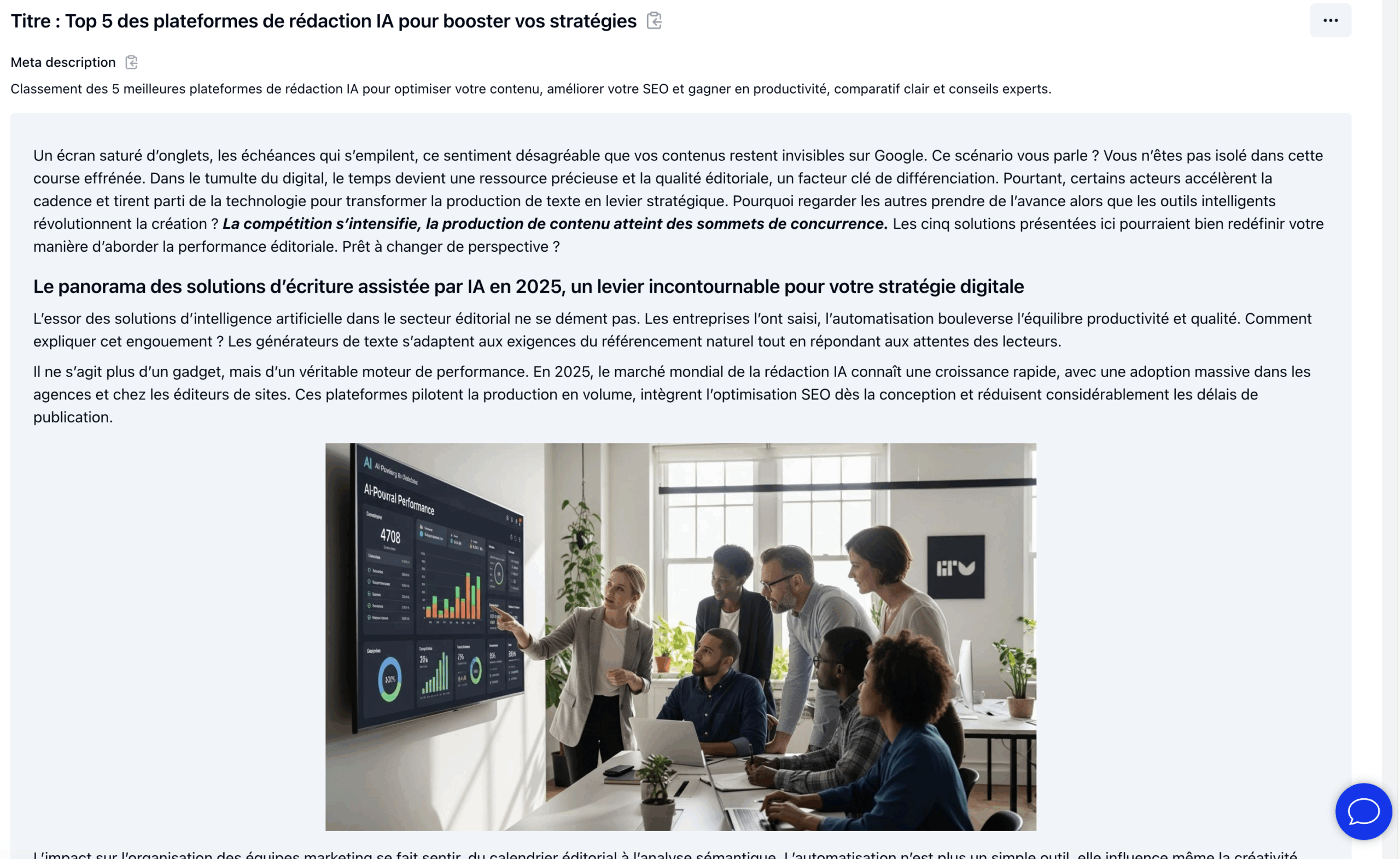 Rédaction IA premium Rédaction IA premium